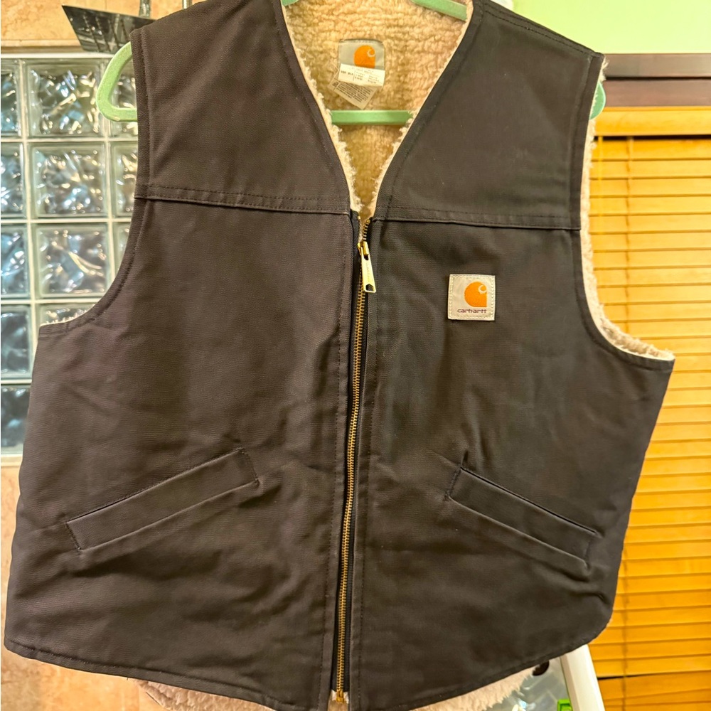 Carhartt Washed Duck Sherpa Lined Vest Men’s XL Black V03